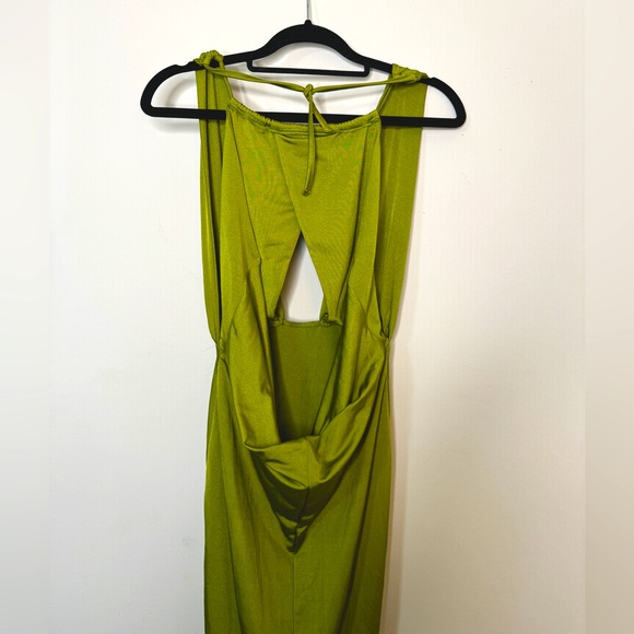 ASOS Green Halter Slinky Midi Dress Women’s Size 4 Small Cutout - Picture 8 of 9